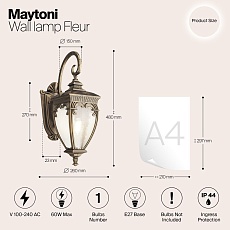 Уличный настенный светильник Maytoni Fleur O414WL-01GB 1