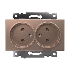 Розетка двойная 2P Stekker Катрин со шторками шампань GLS10-7113-02 39597 1