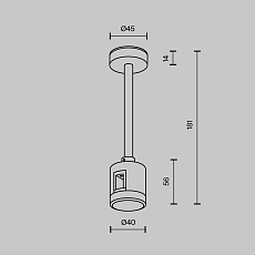 Крепление потолочное Short 138мм Maytoni Technical TRA156C-IPCL1-PT 1