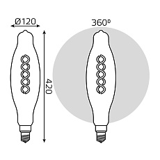 Лампа светодиодная филаментная Gauss E27 8W 2400K золотая 156802008 3