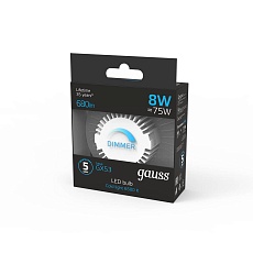 Лампа светодиодная диммируемая Gauss GX53 8W 6500K матовая 108408308-D 3