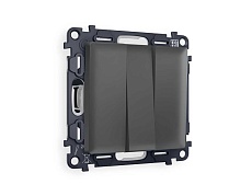 Комплект механизма 3-кл выключателя AMBRELLA VOLT ALFA Графит мягкое касание QUANT (AP9050, VM133) MA905010