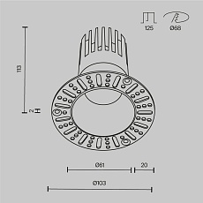Встраиваемый светильник Maytoni Technical Dip DL122-15W-4K-TRS-W 1