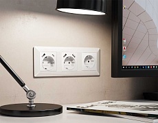 Комплект механизма электрической розетки AMBRELLA VOLT ALFA Белый глянец 2USB A+A 18W (быстрая зарядка) с/з QUANT (AP1090, VM155) MA109010 3