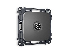 Комплект механизма TV розетки проходной AMBRELLA VOLT OMEGA Антрацит серый 5-1000 MHz 4dB QUANT (OP6630, VM211) MO663030