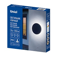 Уличный накладной светильник Uniel ULU-P35R-15W/3000K+4000K+6500K/D22 IP65 BLACK UL-00013633 1