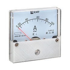 Амперметр AMA-801 аналоговый на панель (80х80) круглый вырез 100А трансф. подкл. EKF ama-801-100