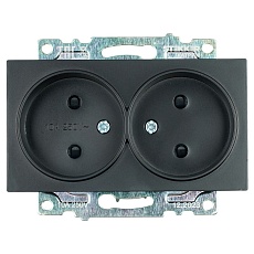 Розетка двойная 2P Stekker Катрин со шторками черный GLS10-7113-05 39611