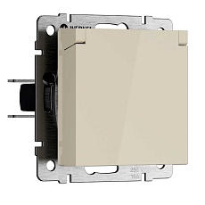 Розетка влагозащищенная с заземдением с защитной крышкой и шторками Werkel слоновая кость W1171203 4690389213151