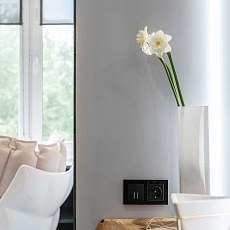 Выключатель двухклавишный проходной с подсветкой Werkel черный матовый W1122108 4690389156731 3