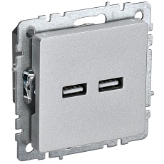 Розетка USB A+A 3.1А IEK Brite РЮ10-1-БрА алюминий BR-U21-D31-K47