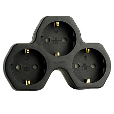 Разветвитель сетевой 3-местный с/з Stekker ADP16-13-21, 250V,16A, ABS огнеустойчивый пластик, черный 50108