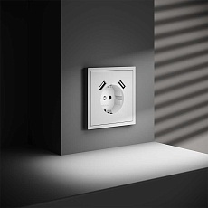 Розетка встраиваемая Voltum S70 с заземлением и защитными шторками, 16А, с USB, A+A, (белый матовый) VLS040402 4