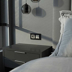 Выключатель двухклавишный проходной с подсветкой (дымчатый) W1222104/ a069459 2