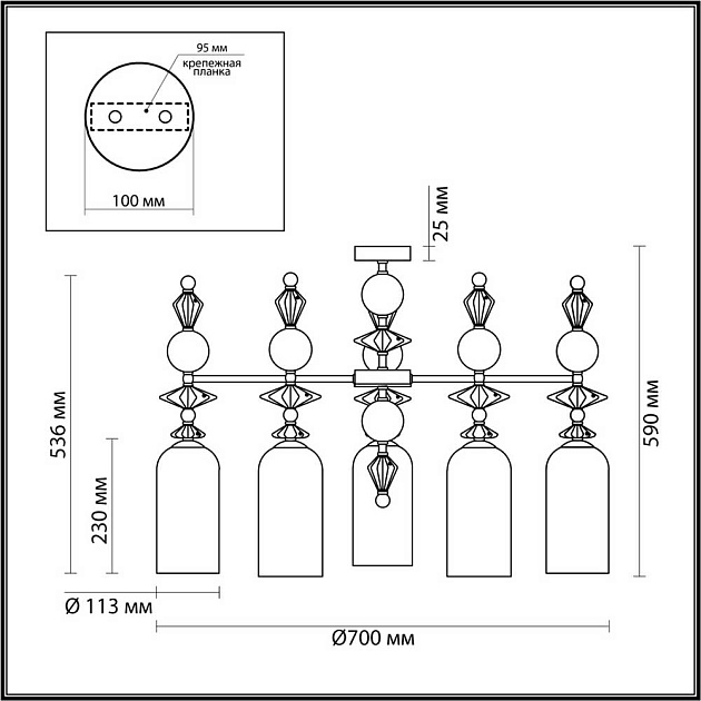 Подвесная люстра Odeon Light Classic Bizet 4855/5C Фото № 6