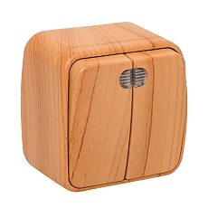 Выключатель 2-клавишный ОП Минск 10А с индикатором светлое дерево EKF EGV10-123-30