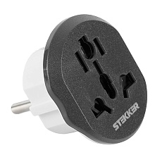 Адаптер-переходник для евровилки с/з, ультраплоский, Stekker ADP16-06-20, 250В, 16A, IP20, серый/белый 49140