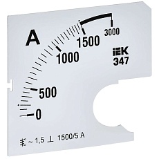 Шкала сменная для амперметра Э47 1500/5А класс точности 1,5 72х72мм IEK IPA10D-SC-1500
