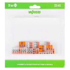 221-413 Универсальная компактная клемма 3-контактная до 4,0 мм² (20 шт/уп) WAGO 07-5363-20