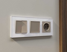 Комплект механизма 2-кл проходного выключателя AMBRELLA VOLT ALFA Серо-бежевый матовый QUANT (AP3630, VM120) MA363020 4