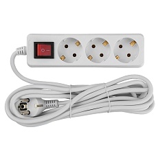 Удлинитель бытовой General GES-16-3x100-3-3m-S, 16А, 3х1 мм2, 3 места, 3 метра, с заземлением, с выключателем