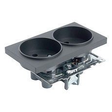 Розетка двойная 2P Stekker Катрин со шторками черный GLS10-7113-05 39611 2