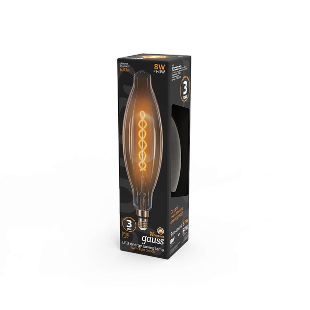 Лампа светодиодная филаментная Gauss E27 8W 2400K золотая 156802008 Фото № 3