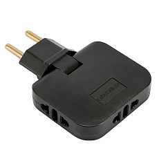 Разветвитель сетевой 3-местный б/з Stekker ADP10-23-22, 250В, 10A, черный 50068