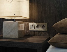 Комплект механизма 2-кл выключателя AMBRELLA VOLT с подсветкой 10000K ALFA Серо-бежевый матовый QUANT (AP3640, VM115, G17B) MA364020 2