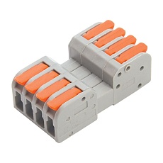 Клемма монтажная компактная Stekker для подключения фазных проводников 4 контактные группы, LD221-424 39875