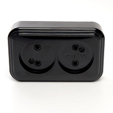 Розетка двойная 2P Stekker Брест черный PST16-30-20 39694 2