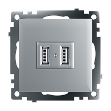 Розетка 2хUSB Stekker Катрин серебро GLS10-7115-03 39588 2