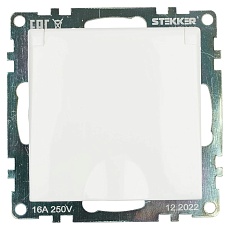 Розетка 2P+PE Stekker Катрин со шторками крышкой белый GLS16-7112-01 39302