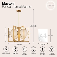 Подвесная люстра Maytoni Marmo MOD099PL-06G 1