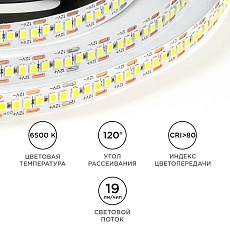 Светодиодная лента OGM 19,2W/m 240LED/m 2835SMD холодный белый 5M LSE-267 5