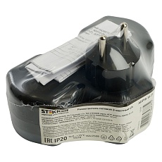 Разветвитель сетевой 3-местный с/з Stekker ADP16-13-21, 250V,16A, ABS огнеустойчивый пластик, черный 50108 1