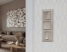 Комплект механизма 2-кл проходного выключателя AMBRELLA VOLT ALFA Серо-бежевый матовый QUANT (AP3630, VM120) MA363020 1