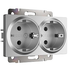 Розетка двойная с заземлением Werkel серебряный W1172006 4690389156465