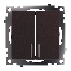 Выключатель двухклавишный Stekker Катрин с подсветкой шоколад GLS10-7102-04 49021 2