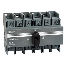 Рубильник 63A 3P реверсивный c рукояткой для прямой установки TwinBlock EKF tb-s-63-3p-rev