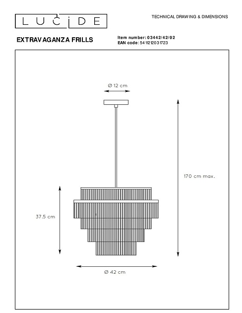 Подвесной светильник Lucide Extravaganza Frills 03442/42/02 Фото № 2