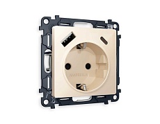 Комплект механизма электрической розетки AMBRELLA VOLT ALFA Бежевый глянец 2USB A+C 20W (быстрая зарядка) с/з QUANT (AP3100, VM160) MA310010