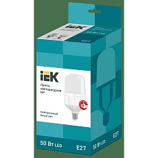 Лампа светодиодная сверхмощная IEK E27 50W 4000K матовая LLE-HP-50-230-40-E27 1
