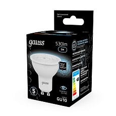 Лампа светодиодная Gauss GU10 5W 4100K матовая 101506205 4