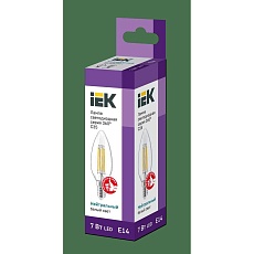Лампа светодиодная филаментная IEK E14 7W 4000K прозрачная LLF-C35-7-230-40-E14-CL 1