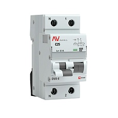 Дифференциальный автомат DVA-6 1P+N 25А (C) 100мА (A) 6кА EKF AVERES rcbo6-1pn-25C-100-a-av