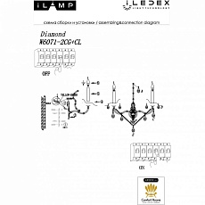 Бра iLamp Diamond W6071-2 GD+CL 1