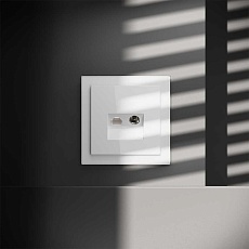 Розетка телевизионная встраиваемая S70 TV+RJ45 кат. 6, (белый глянцевый) Voltum VLS060701