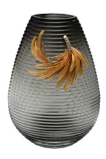 Ваза стеклянная серая с золотой веточкой 55RV6590L 