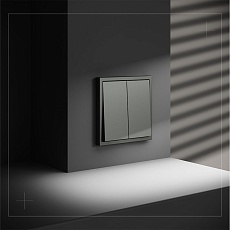 Выключатель с самовозвратом встраиваемый Voltum S70 двухклавишный 10А, (титан) VLS020606 5